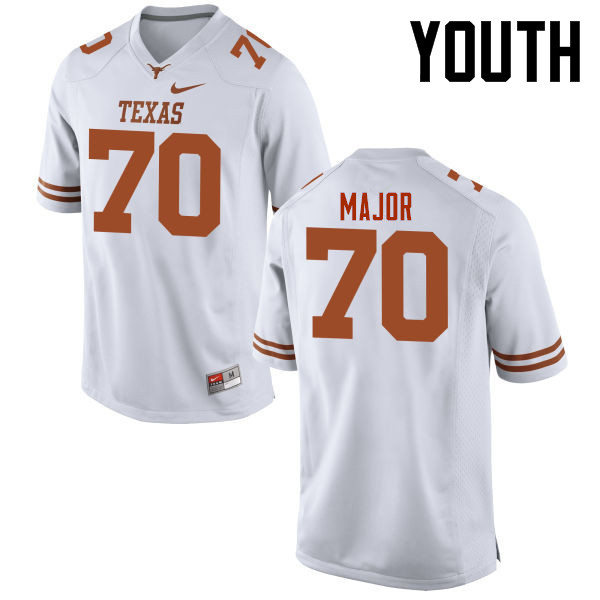 Youth #70 Buck Major Texas Longhorns College Football Jerseys-White